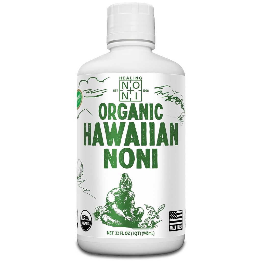 Healing Noni - 1-Pack Plastic Bottle 32oz - 100% Pure Hawaiian Organic Noni Juice - USDA Certified Organic