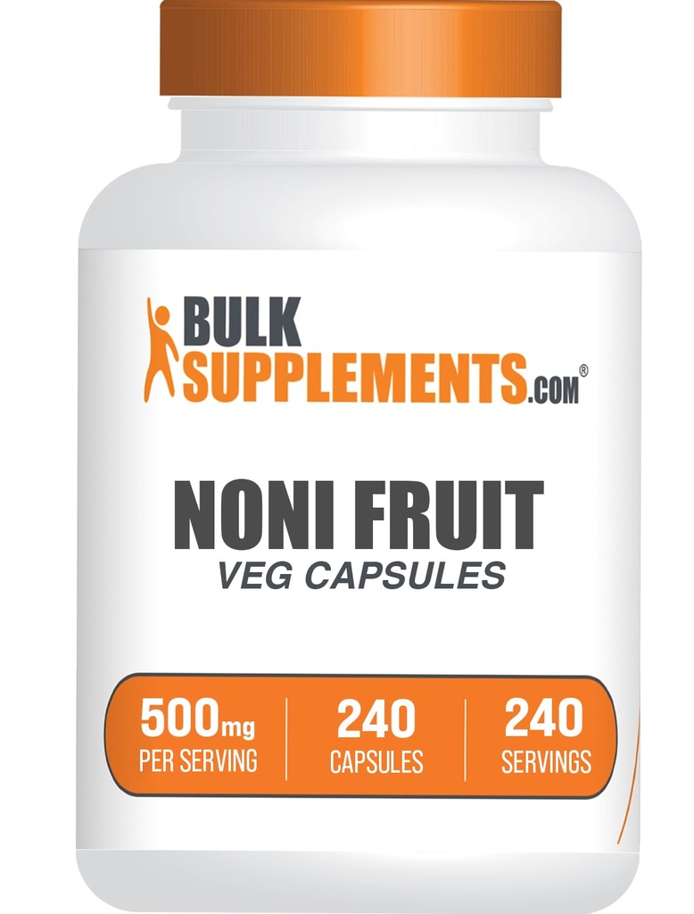 BulkSupplements.com Noni Extract Capsules - Noni Fruit 500mg, Superfood Supplement, Noni Fruit Supplement - Gluten Free, 1 Capsule per Serving, 240 Veg Capsules (Pack of 1)
