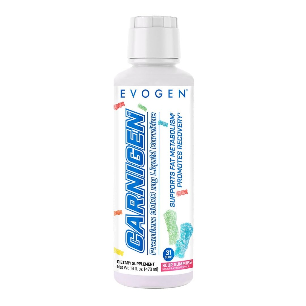 Evogen Carnigen Premium L Carnitine Liquid – L Carnitine 3000 Supplement | L Carnitine Supplement for Fat Metabolism & Recovery | Acetyl L-Carnitine | Caffeine Free | Sour Gummies | 31 Servings