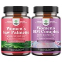 Bundle of Extra Strength Saw Palmetto for Women with Maca Root & Biotin for Stronger Healthier Looking Hair and Potent DIM Supplement for Women with DIM & Black Pepper Menopause Support and PMS Relief