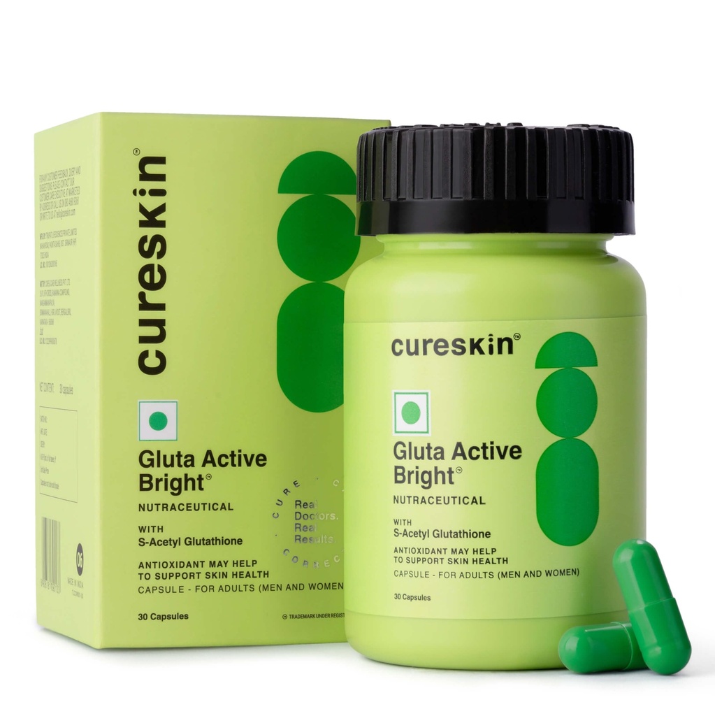 Cureskin S Acetyl Glutathione | Superior Absorption Acetylated Glutathione Supplement with Stomach Acid-Resistant Capsules | Antioxidant Support (30 Capsules)