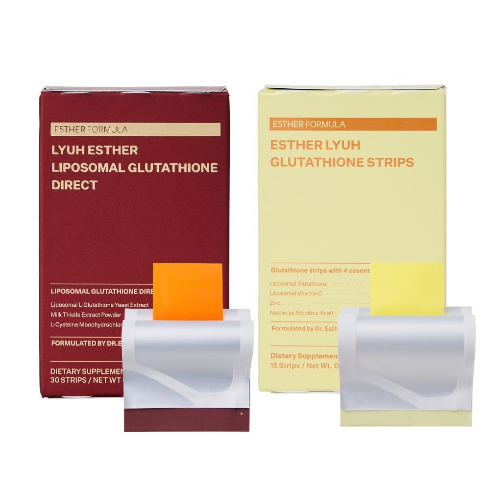 ESTHER FORMULA Daily Inner Glow Duo - Liposomal Glutathione (30ct) + Glutathione Strips (15ct) | Antioxidant Support, Skin Brightening, Fast-Absorbing Oral Strips, Daily Glow Support