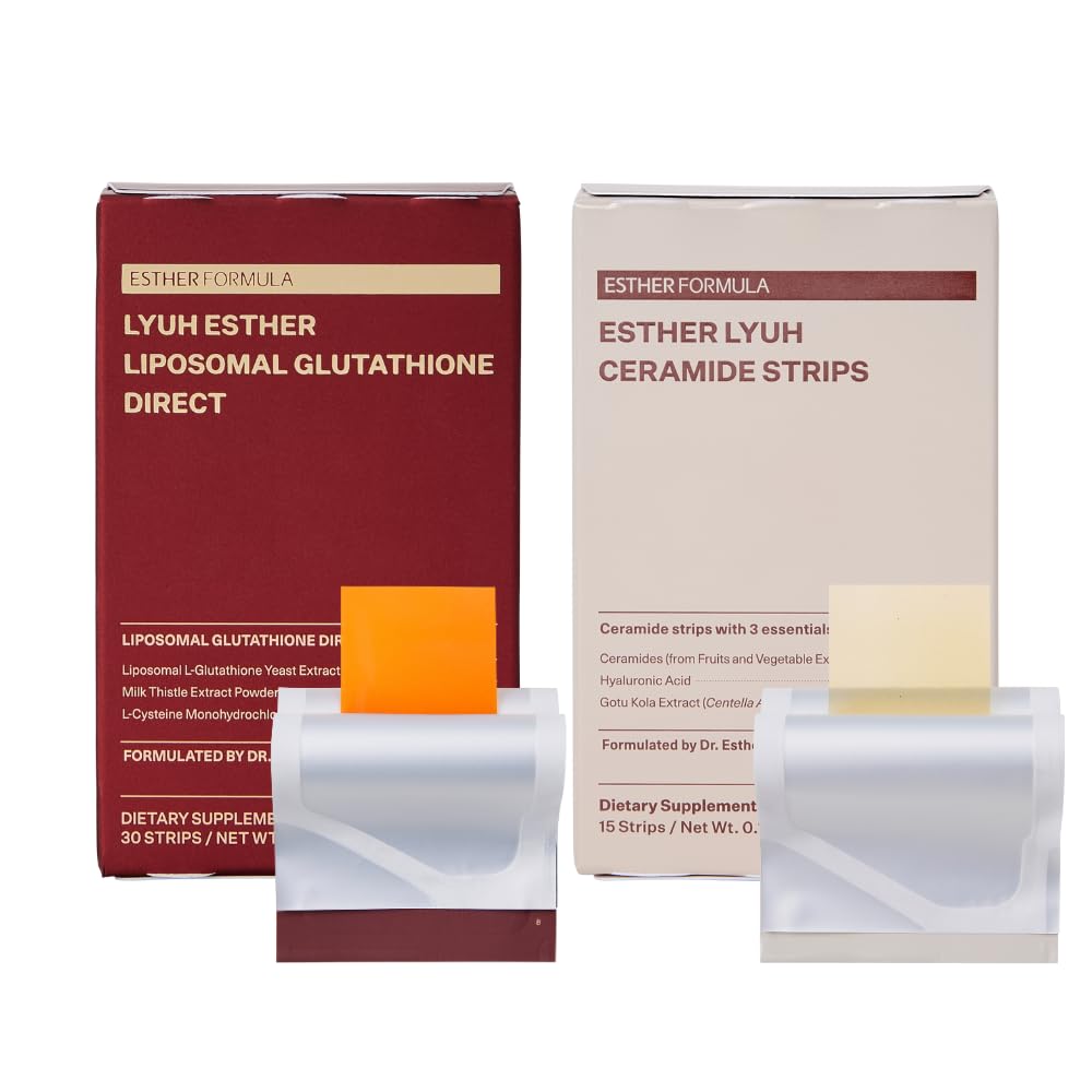 ESTHER FORMULA Glow Defense Duo — Glutathione Strips (30 ct) & Ceramide Strips (15 ct) | Fast-Absorbing Oral Beauty Film | Skin Radiance, Hydration & Antioxidant Support | Korean Supplements
