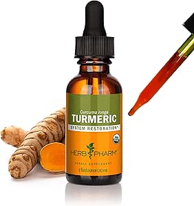 Herb Pharm Certified Organic Turmeric Root Extract for Musculoskeletal System Support - 1 Ounce (DTURM01)