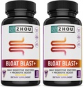 ZHOU Nutrition Bloat Blast+ - Digestive Support Supplement for Women & Men, Digestive Enzymes with Probiotics for Gut Health - 30 Veggie Capsules (Pack of 2)