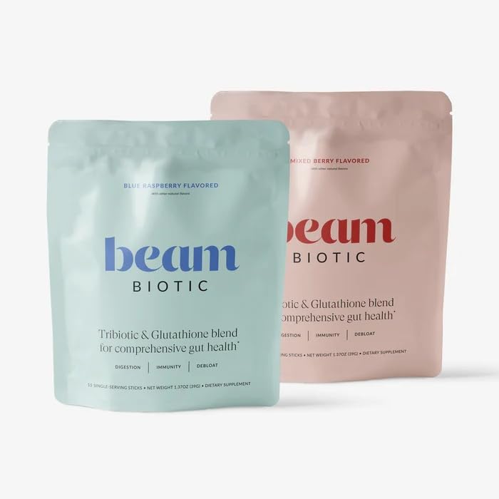 Beam Biotic Bundle, Probiotics for Women – Gut Health & Digestive Health Powder with Pre, Pro & Postbiotics + Glutathione, Daily Probiotic Drink for Bloating Relief & Gut Balance