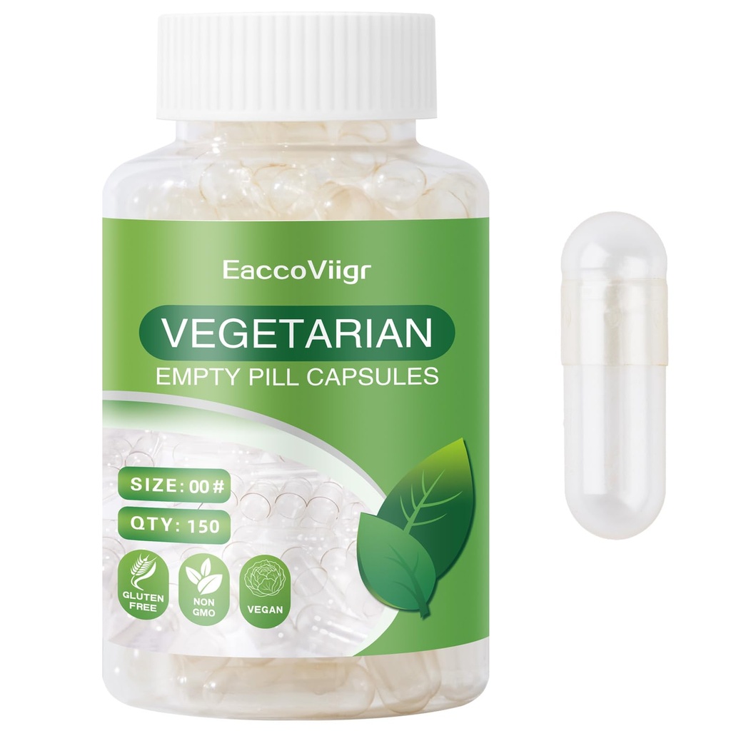 Size 00 Empty Capsules - 150 Count Clear Empty Pill Capsules Size 00 with Capsule Filling Kit, Fillable Vegan Vegetarian Capsule Empty for Vitamins, Easy for DIY Supplements
