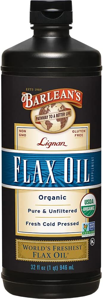 Βιολογικό Lignan Omega 3 του Barlean συμπλήρωμα λιναρόσπορου για άνδρες και γυναίκες, Σπέρματα λιναριού κρύου τύπου, 7230mg ALA λιπαρών οξέων, Vegan και χωρίς γλουτένη, 32 oz