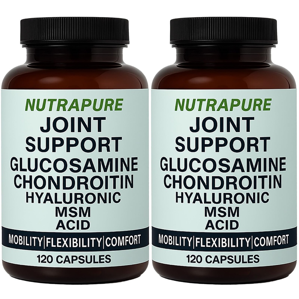 Nutrapure Joint Support - Allura Glucosamine & Chondroitin Complex, MSM, Hyaluronic Acid & Bamboo Extract – Joint Care Formula, Knee Health Suppplement, 120 Veggie Capsules (2)