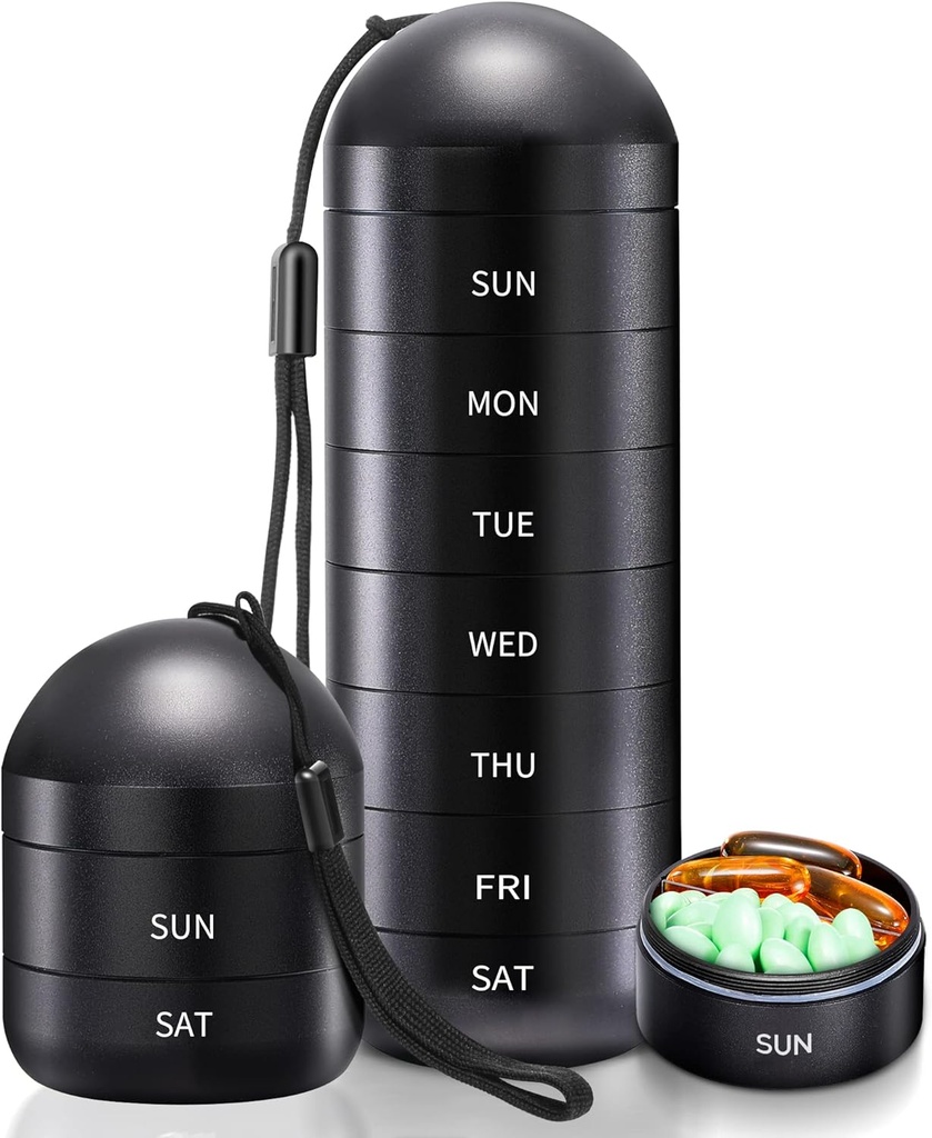 Zannaki Weekly Pill Organizer 7 Ημέρα 2 φορές την ημέρα, Portable Metal Travel Αδιάβροχο AM PM Pill Box, Large Pill Case Container, BPA Δωρεάν Καθημερινής Ιατρικής Κάτοχος για βιταμίνη, ιχθυέλαιο, Συμπλήρωμα