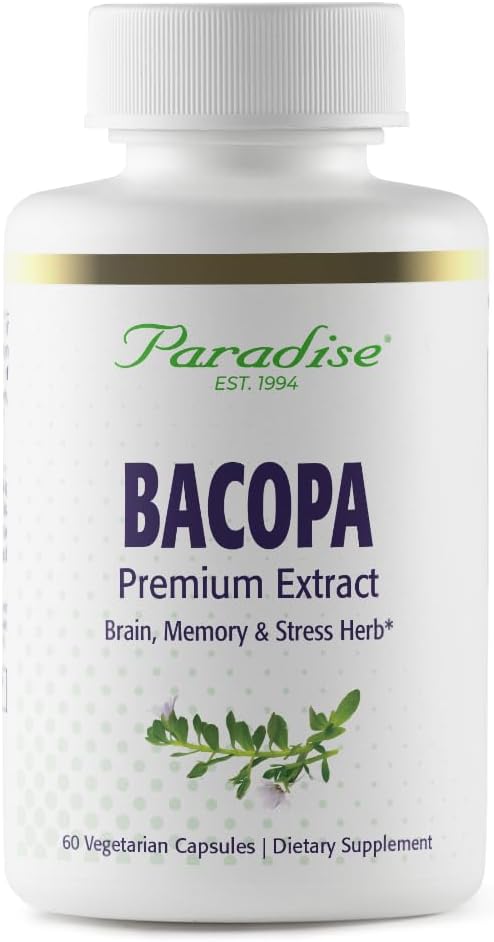 Paradise Herbs Bacopa Extract, Vegan, μη ΓΤΟ, Χωρίς γλουτένη, 60 κάψουλες