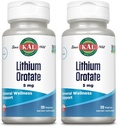 KAL Lithium Orotate 5 milligrams | Low Serving of Chelated Lithium Orotate for Bioavailability and Mood Support | in Organic Rice Bran Extract Base | 120 VegCaps (Pack of 2)
