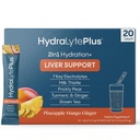 Hydralyte Liver Support + Electrolyte Mix with Milk Thistle, Turmeric, Ginger, Prickly Pear, Green Tea Extract Formulated for Rapid Rehydration (Pineapple Mango Ginger, 20 Packets)