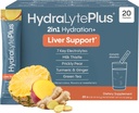 Hydralyte Liver Support + Electrolyte Mix with Milk Thittle, Turmeric, Ginger, Prickly Pear, Green Tea Extract Formed for Rapid Rehydration (Pineapple Mango Ginger, 20 πακέτα)