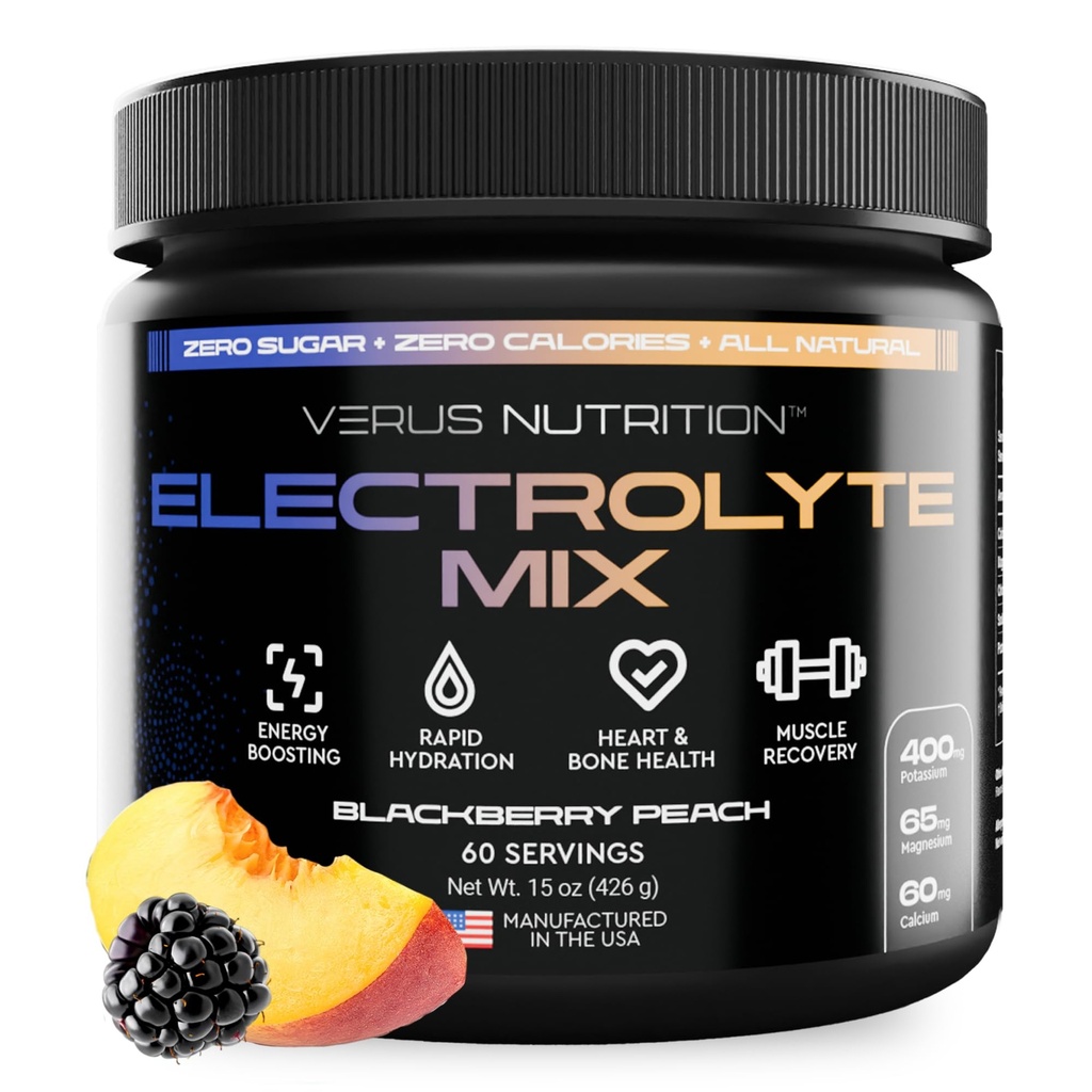 Electrolytes Powder No Sugar- Zero Calorie Hydration Powder | Sugar Free Electrolytes for Fasting, Keto & Vegan | Natural Ingredients Electrolyte Mix, 60 Servings