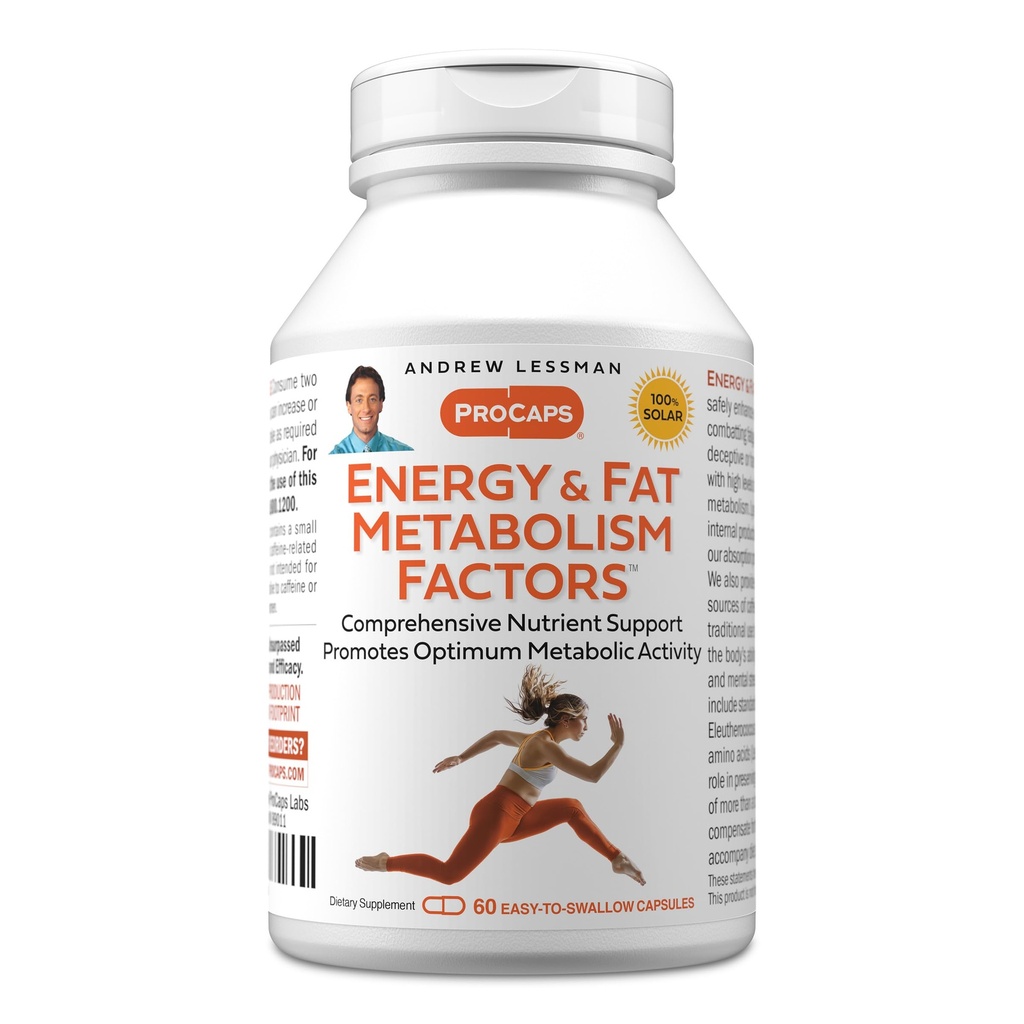 ANDREW LESSMAN Energy and Fat Metabolism Factors 60 Capsules - Promotes Optimum Fat Burning and Energy Metabolism, with Carnitine, Green Tea, Guarana, Ginseng, B-Complex. Easy to Swallow Capsules