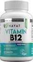 HAYAT Βιταμίνες Vegan Φυσική Βιταμίνη B12 1000 MCG, Συμπλήρωμα διατροφής για την υποστήριξη του μεταβολισμού της ενέργειας, 2 μήνες προσφοράς, όλα φυσικά, πιστοποιημένα Hanal, 60 δισκία, Made in The USA