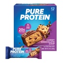 Pure Protein Chewy Chocolate Chip Protein Bars – 20g Protein, 3g Sugar, 190 Calories (12 count) Low Sugar* High Protein Snack - Gluten Free - Perfect for a Healthy Snack