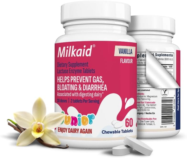 Milkaid Junior Lactase Enzyme Μασώμενα Δισκία για δυσανεξία στη λακτόζη 