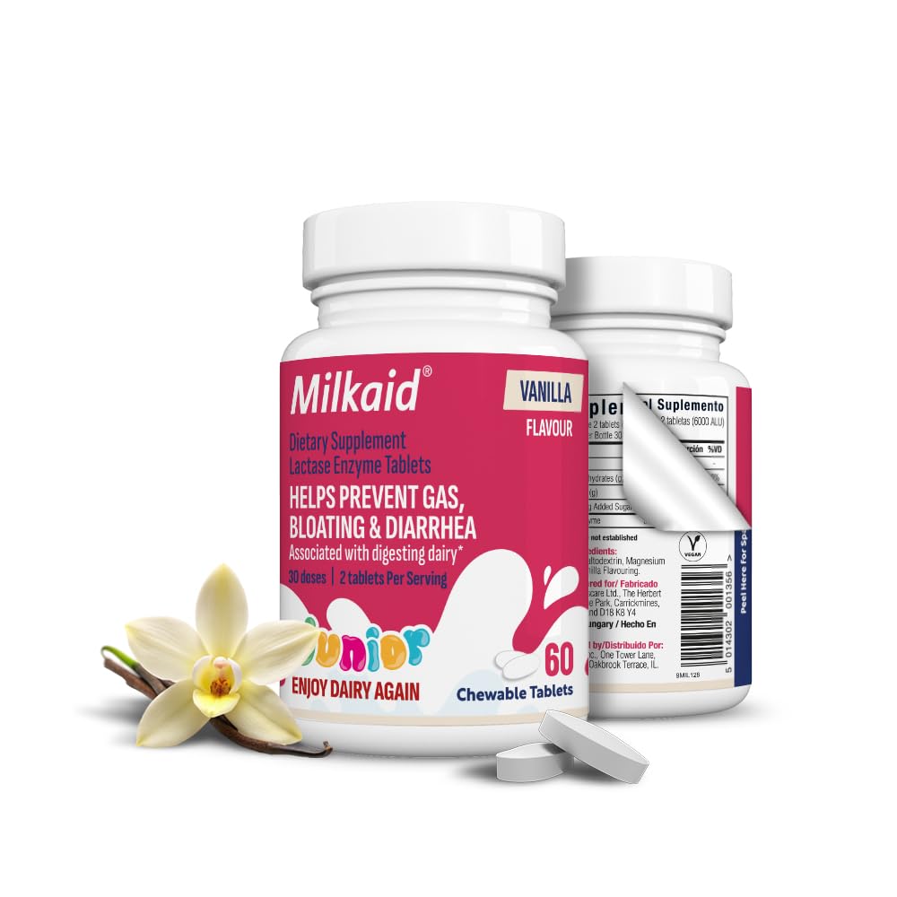 Milkaid Junior Lactase Enzyme Μασώμενα Δισκία για δυσανεξία στη λακτόζη 