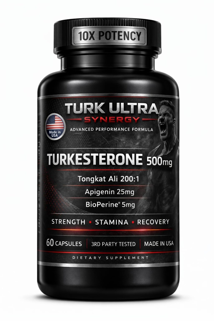 Turkesterone & Tongkat Ali for Men (60 Capsules) - Turkesterone 500mg + Tongkat Ali 500mg + Apigenin 25mg + BioPerine 5mg per serving to boost stamina, muscle growth and builder - Made in The USA
