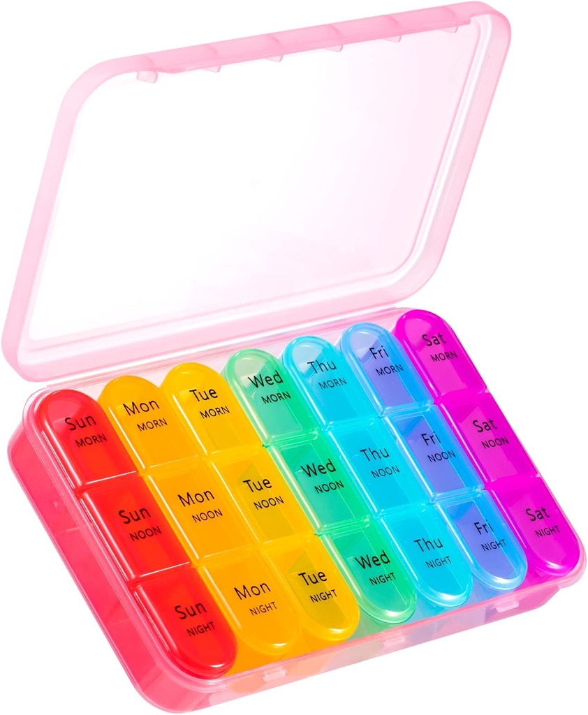 Asprink Pill Organizer 3 φορές την ημέρα - Weekly / Daily Pill Box 7 Day Medicine Organizer, Big Pill Case Pill Box 3 φορές την ημέρα, Travel Pill Organizer, να κρατήσει βιταμίνες, ιατρική