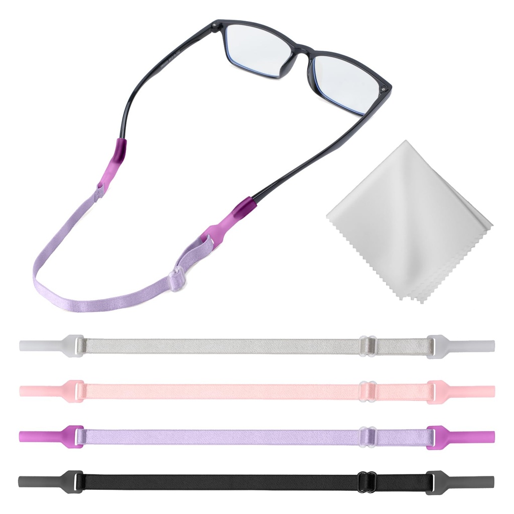 Buyisgle Kids Eye Glasses Strap - No Tail Sunglasses Straps Cords for Boys Toddler and Girls - Eyeglass Holders Around Neck - Adjustable Eyewear String Lanyard Retainer - 4 PCS（10.5 Inch multicolor