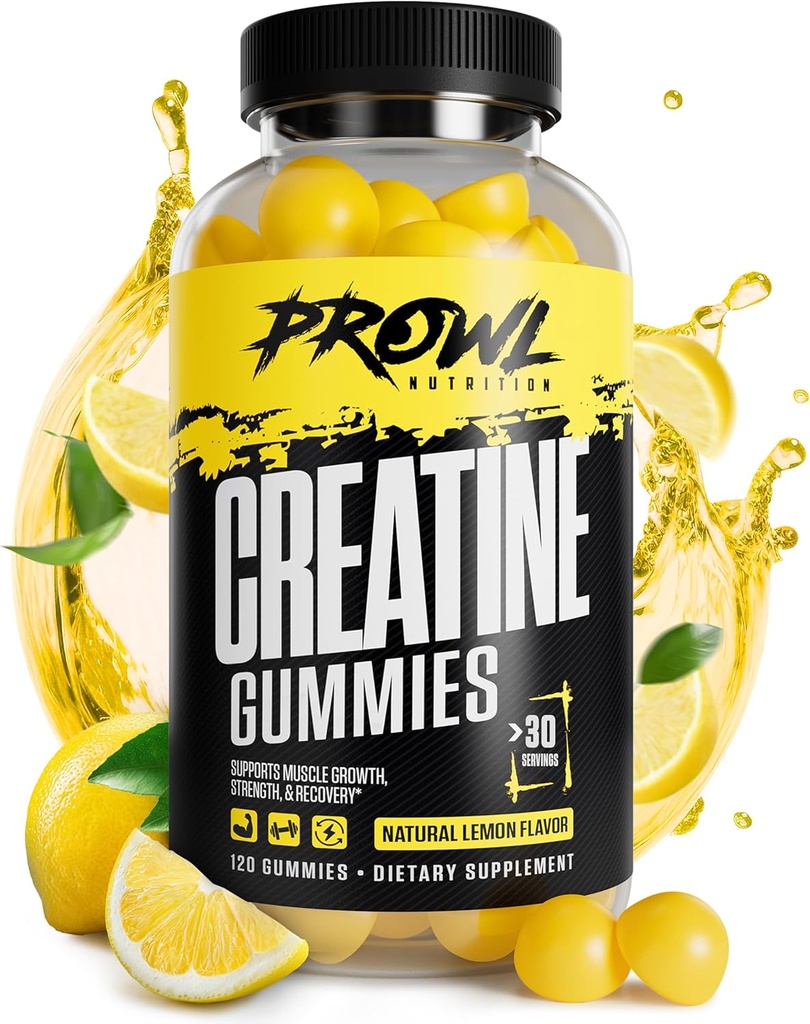 Creatine Monohydrate Gummies - Creatine Gummies για άνδρες & γυναίκες - μυϊκή ανάπτυξη, δύναμη, & ανάκτηση - Vegan, μη-GMO, & Gluten-free - Φυσικό άρωμα λεμόνι - (30 εξυπηρετούν, 120 κόμης)