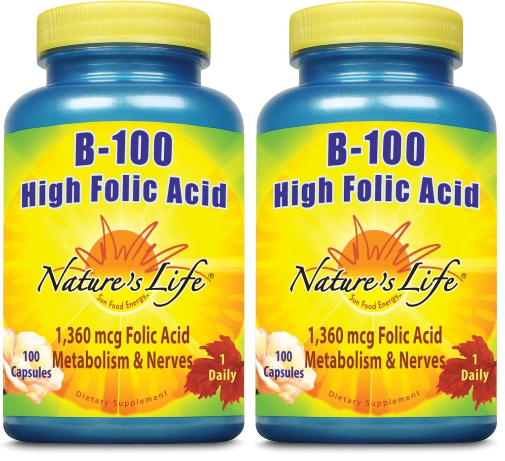 Nature's Life B-100 High Folic Acid | 100 ct (Pack of 2)