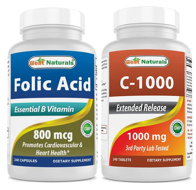 Best Naturals Folic Acid 800 mcg & Vitamin C 1000 mg