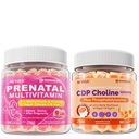 NEVISS Prenatal Vitamins for Women Multivitamin Gummies w/Methylfolate 1mg, Choline Omega-3(DHA+EPA) Iron + Citicoline 1000mg, CDP Choline Gummies & Phosphatidylserine 300mg