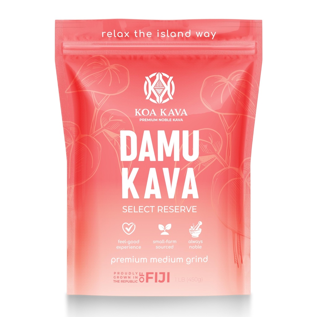 Koa Kava Damu Kava Powder – Premium Fijian Damu Noble Root, Strong, Heady Relaxation (1 LB (450g))