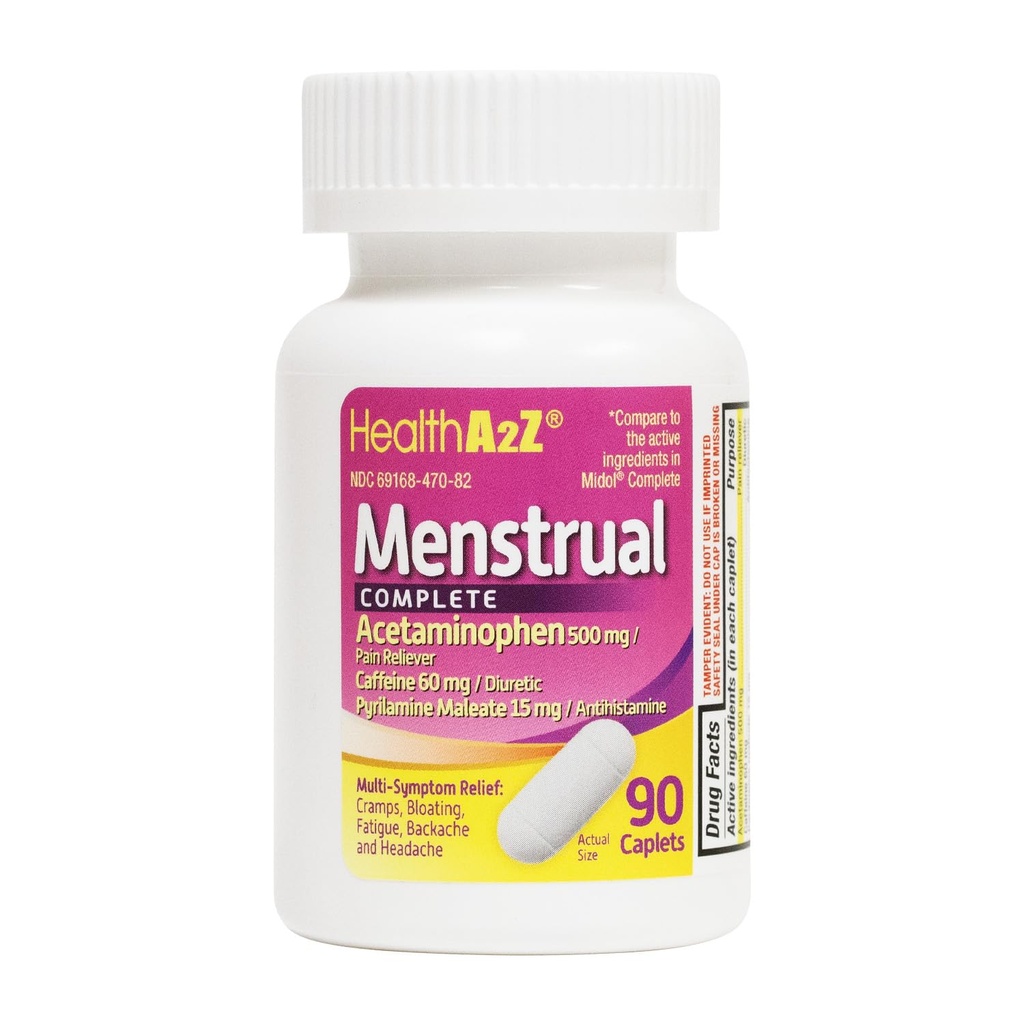 HealthA2Z® Menstrual Complete Pain Relief Tablets | Relieves Cramps, Bloating, Fatigue, Backache & Headache (90 Counts)