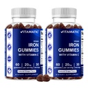 Vitamatic Iron Gummies Supplement for Women & Men - 20mg Serving - 60 Vegan Gummies - Great Tasting Iron Gummy Vitamins with Vitamin C (60 Count (Pack of 2))