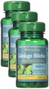 Puritan's Pride Ginkgo Biloba Standardized Extract 60 mg Tablets, 120 Count (Pack of 3)