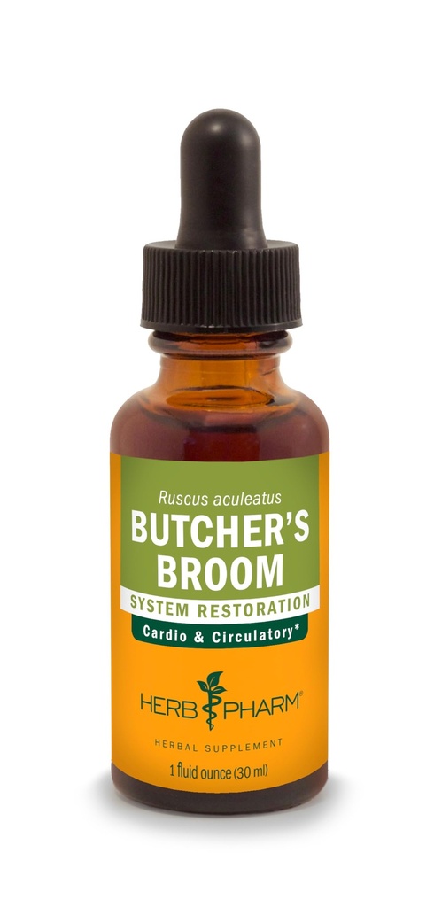 Herb Pharm Butcher's Broom Liquid ExtraCount for Cardiovascular and Circulatory Support, 1 Fl Oz