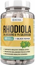 Natural Rhodiola Rosea Supplement – 120 CAPS 500mg, 3% Rosavins 1% Salidroside, Full 4-Month Supply, Bioperine Enhanced Absorbtion, Mood, Focus, and Brain Booster, Clarity & Stress Support