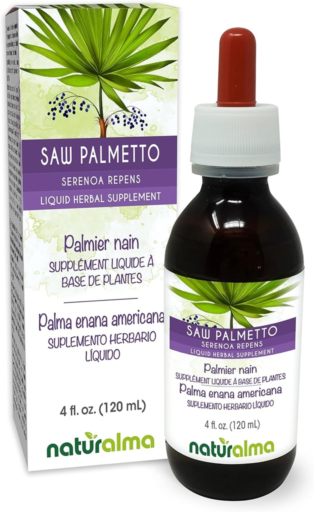 Naturalma Saw Palmetto (Serenoa repens ή Sabal serrulata) Βάμμα χωρίς οινόπνευμα - 4 fl oz Liquid Extract in Drops - συμπλήρωμα βοτάνων - Vegan