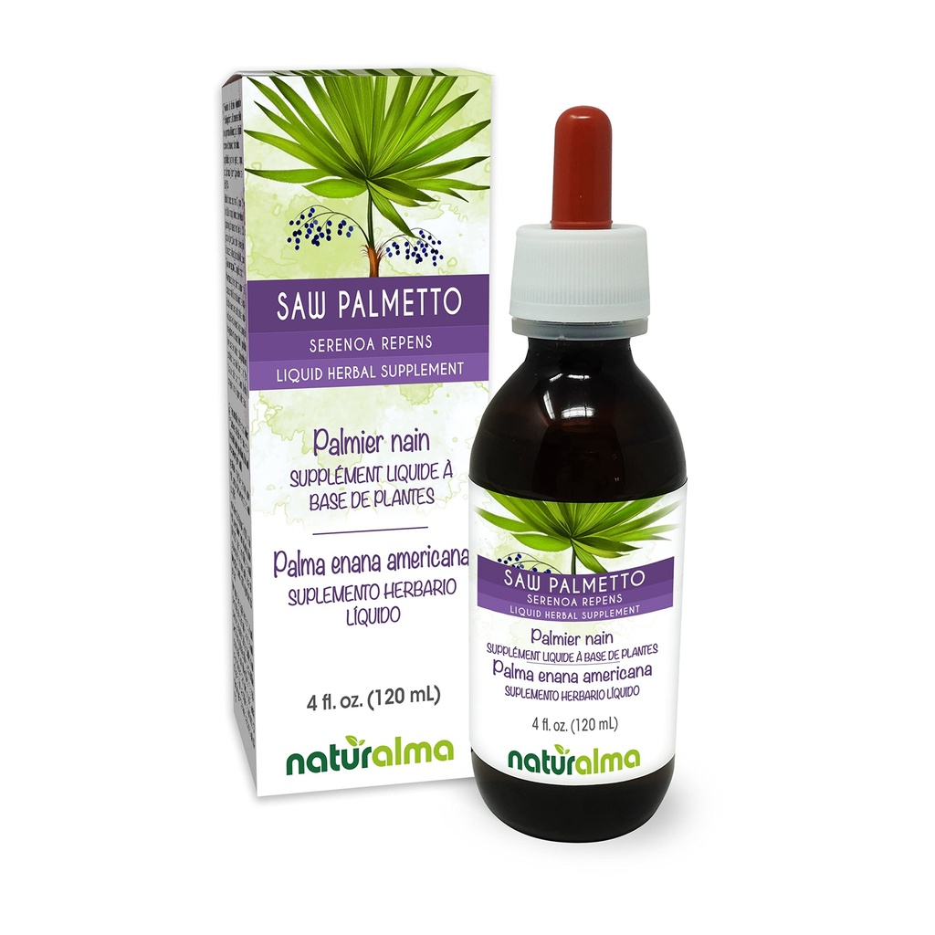 Naturalma Saw Palmetto (Serenoa repens ή Sabal serrulata) Βάμμα χωρίς οινόπνευμα - 4 fl oz Liquid Extract in Drops - συμπλήρωμα βοτάνων - Vegan