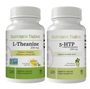 Nature's Trove L- Theanine 200mg 120 Κάψουλες Χορτοφαγικής & 5-HTP 100mg 120 Κάψουλες Χορτοφαγικής - Ήρεμη & υγιής στοίβα Mood