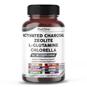 Premium All-in-1 Activated Charcoal, Zeolite, L-Glutamine & Chlorella – Supports Digestive Cleanse & Immune Wellness – 150 Capsules