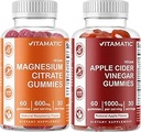 Vitamatic Magnesium & Apple Cider Gummys - 60 Vegan Count Each