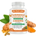 1PCSBio Root Labs Turmeric Curcumin Supplement, Turmeric Curcumin 1,000mg – 95% Curcuminoids with Black Pepper & Ginger,Fat Soluble Vitamin C,Enhanced Absorption,120 Capsules (1PCS)