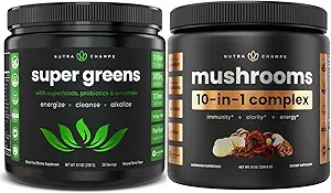 NutraChamps Super Greens & Super Mushrooms: Ultimate Brain, Gut & Body Boost