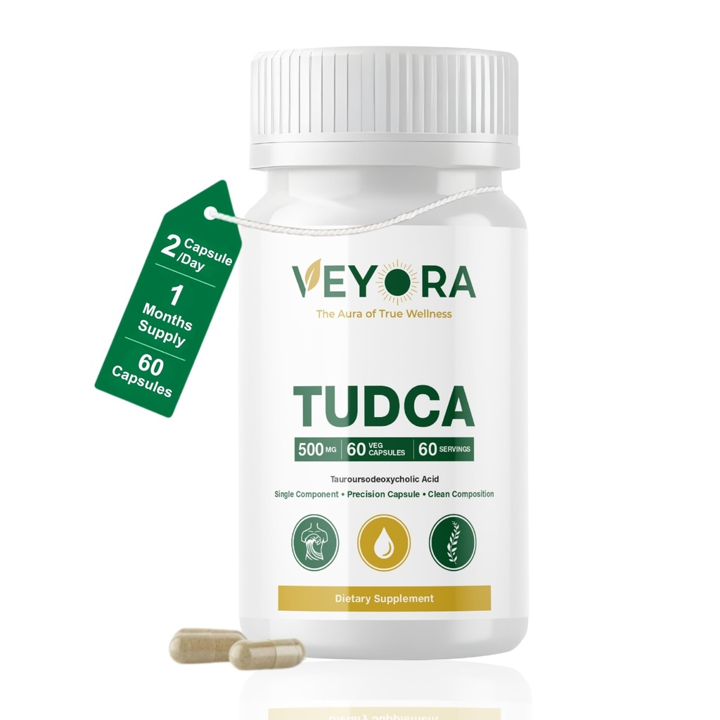 TUDCA 500mg | Tauroursodeoxycholic Acid | 60 Vegan Capsules | Single Ingredient Bile Salt | Non-GMO | Gluten Free | Soy Free | Dairy Free | Clean Label Supplement for Men and Women