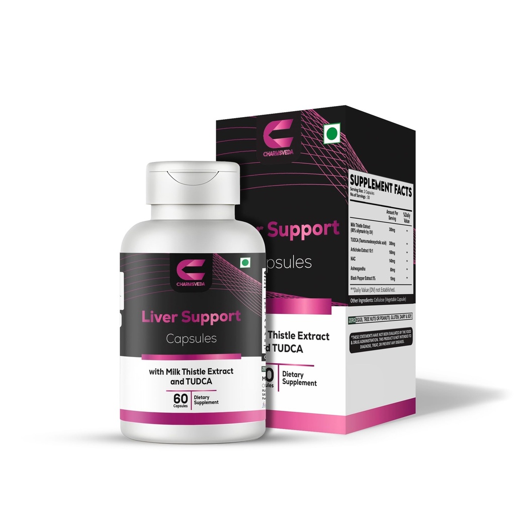 Liver Support Herbal Capsules with Milk Thistle, TUDCA, Artichoke & NAC – Advanced Liver Health Support, Overall Wellness & Immune Support* – 60 Vegan Capsules