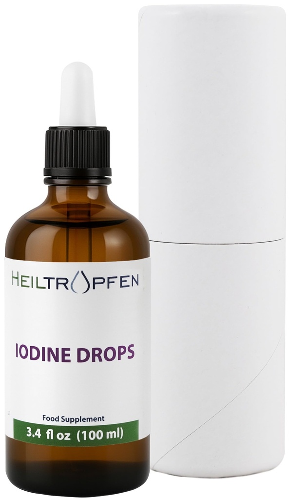 Iodine Drops 3.4 Fl Oz | Dietary Supplement | Pharmaceutical Grade Ingredients | Potassium Iodide | Lugol's | Heiltropfen®