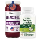 Biolore Pure Sea Moss Gel + Soursop Capsules Bundle | 16 oz Gel & 120 Capsules | Elderberry + Soursop | No Added Sugar, Gluten Free, Vegan, Made in USA