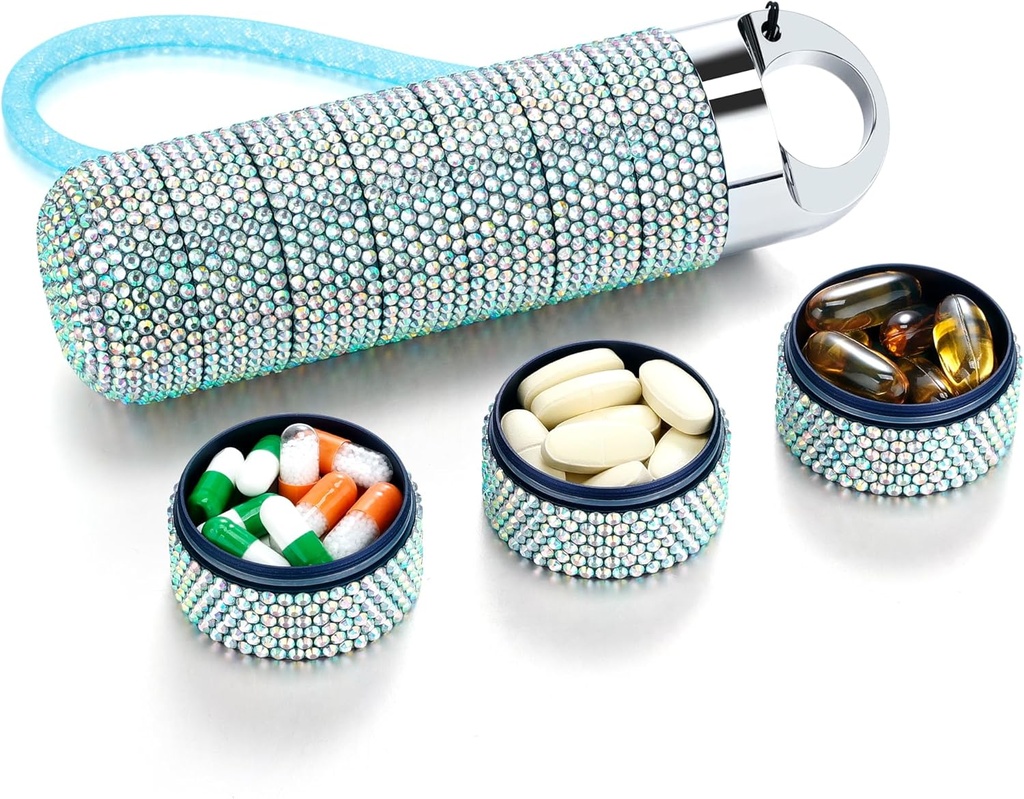 Zannaki Metal Bling Pill Organizer, Travel Waterproof Weekly Pill Box, Φορητό μεγάλο κράμα αλουμινίου Pill θήκη εμπορευματοκιβωτίων, BPA Δωρεάν 7 ημέρες Καθημερινής Ιατρικής Κάτοχος για βιταμίνη, Fish Oil, Συμπλήρωμα