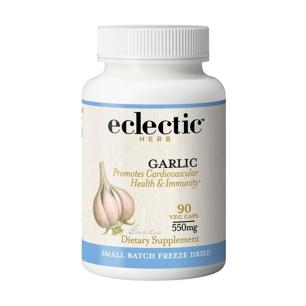 Eclectic Herb - Garlic Capsules | Cardiovascular Health and Immune Support | Dietary Supplement | Vegan, Natural, Non-GMO, Gluten Free (90 CT | 550 mg)